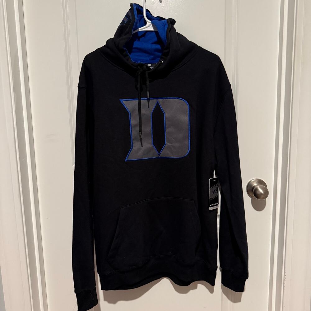 Duke Blue Devils Colosseum Men’s Large Black Fleece Pullover Hoodie NWT